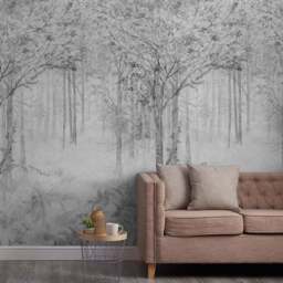 Grandeco Fairytale Trees Grey Mural
