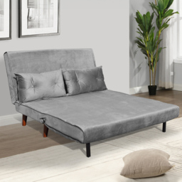 Portland 2 Seater Grey Velvet Sofa Bed