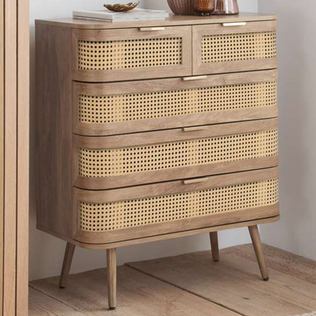 Birlea Noah 5 Drawer Rattan Effect Chest of Drawers - image 1