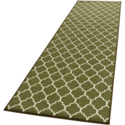 Smart Living Trellis Green and Cream Non-Slip Mat with Gel Backing 67 x 220cm - thumbnail 1
