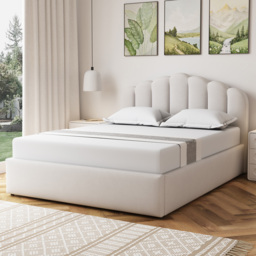 Artemis Home Ranson King Size Beige Linen Upholstered Ottoman Bed