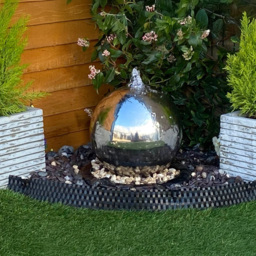Tranquillity Solar Powered Stainless Steel Sphere LED Water Feature 30cm - thumbnail 2