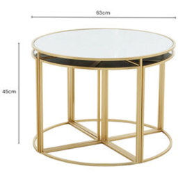 Premier Housewares Jolie Gold Finish Mirrored Top Nest of Coffee Table Set of 5 - thumbnail 3
