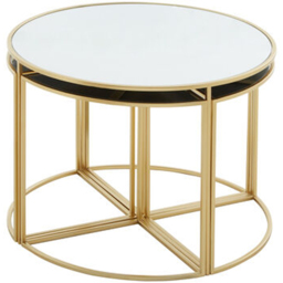 Premier Housewares Jolie Gold Finish Mirrored Top Nest of Coffee Table Set of 5 - thumbnail 2