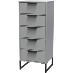 Crowndale Diego 5 Drawer Dusk Grey Tall Bedside Cabinet Ready Assembled - thumbnail 3