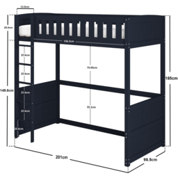 Flair Bea Navy Wooden High Sleeper - thumbnail 4
