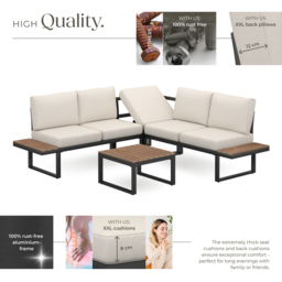 tectake Eliar 5 Seater Garden Corner Sofa Set - thumbnail 3