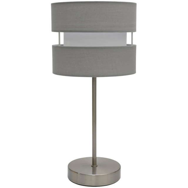 Kliving Grey Layered Fabric Shade Chrome Table Lamp - image 1