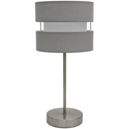 Kliving Grey Layered Fabric Shade Chrome Table Lamp