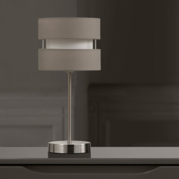 Kliving Grey Layered Fabric Shade Chrome Table Lamp - thumbnail 2