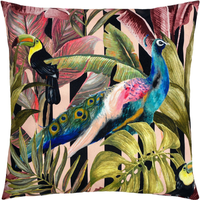 Evans Lichfield Multicolour Toucan and Peacock Polyester Filled Cushion - image 1