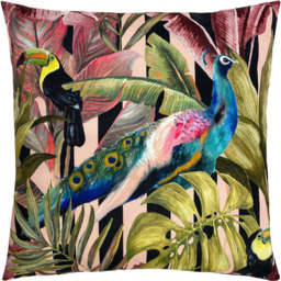 Evans Lichfield Multicolour Toucan and Peacock Polyester Filled Cushion