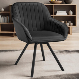 tectake Black Velvet Swivel Accent Armchair