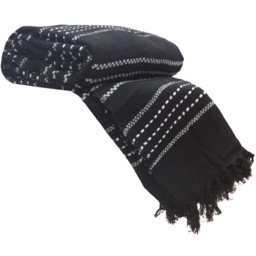Rapport Home Black Stitch Strip Woven Cotton Throw 178 x 254cm