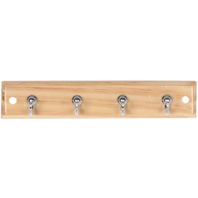 Decorails Chrome and Pine 4 Hook Key Tidy Rail