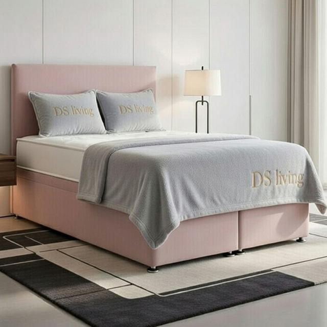 DS Living Prima Single Pink Plush Divan Bed - image 1