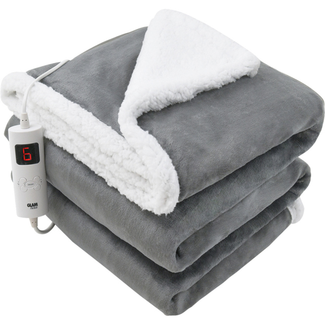 GlamHaus 160 x 130cm Grey Electric Heated Throw - image 1