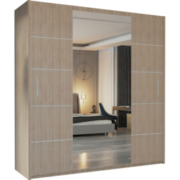 M N Furniture Osaka 2 Door Oak Mirrored Panel Sliding Wardrobe 150cm - thumbnail 2