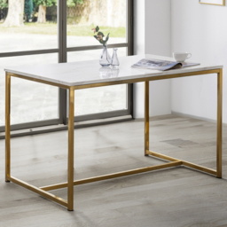 Julian Bowen Scala Dining Table Gold and White Marble Top