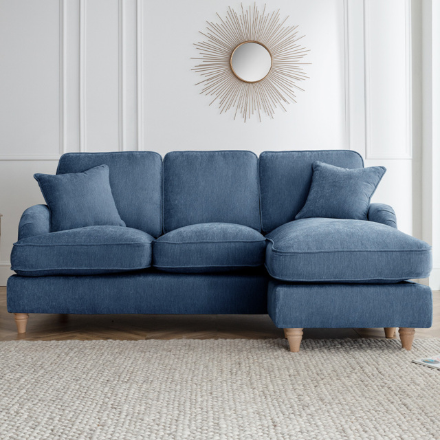 The Vienna 3 Seater Navy Right Hand Chaise Sofa - image 1