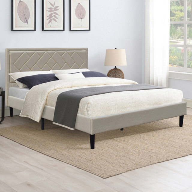 Brooklyn Double Stone Padded Headboard Bed Frame - image 1