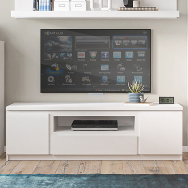 Florence Fribo 2 Door Single Drawer White Wide TV Cabinet - image 1