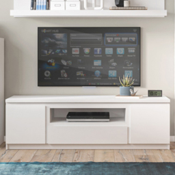 Florence Fribo 2 Door Single Drawer White Wide TV Cabinet - thumbnail 1