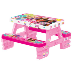 Dolu Pink 4 Seater Kids Licensed Barbie Picnic Table