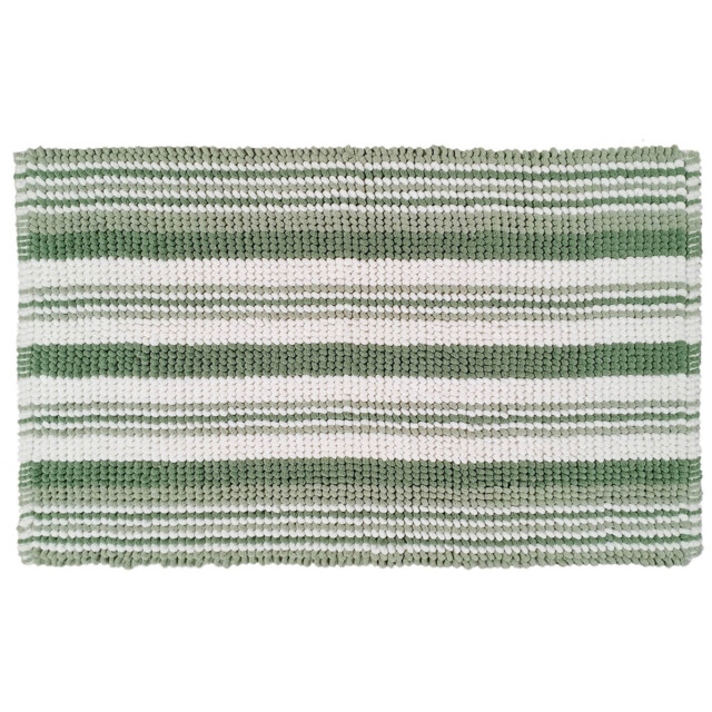 Sage Candy Stripe Bath Mat 80 x 50cm