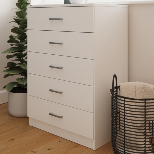 GFW Bailey White 5 Drawer Chest of Drawers