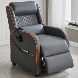 Home Detail Nova Grey and Orange Manual Gaming Recliner Chair