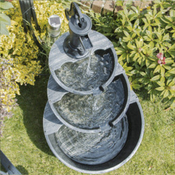 Gardenkraft 3 Tier Antique Silver Barrel Water Feature - thumbnail 3