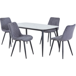 Core Products Aspen 4 Seater Sintered Stone Dining Set White and Grey - thumbnail 2