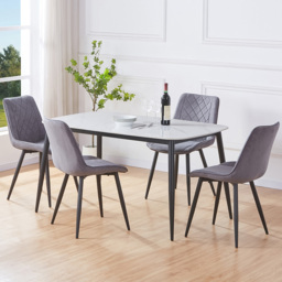Core Products Aspen 4 Seater Sintered Stone Dining Set White and Grey