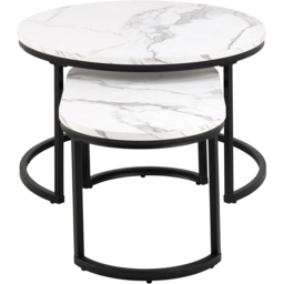 Florence Spiro White Marble Melamine Nest of Tables Set of 2 - thumbnail 4