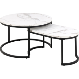 Florence Spiro White Marble Melamine Nest of Tables Set of 2 - thumbnail 2