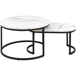 Florence Spiro White Marble Melamine Nest of Tables Set of 2 - thumbnail 3