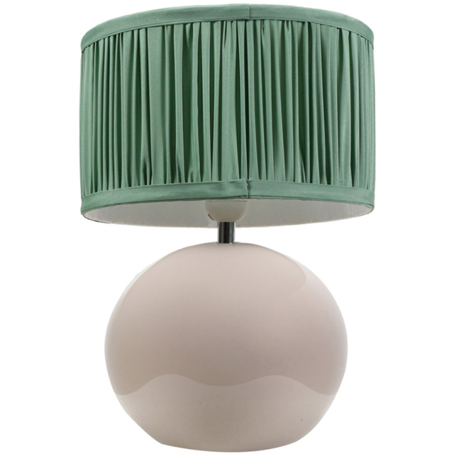 ValueLights Bosco Ruched Pleated Green Drum Shade Stone Ceramic LED Table Lamp - image 1