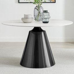 Furniturebox Nesbitt White 6 Seater Round Ceramic Dining Table - thumbnail 1