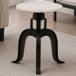 Premier Housewares Vasco Black and White Marble Top 3 Leg Bar Stool - thumbnail 1