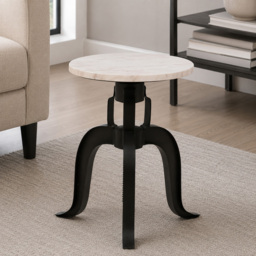 Premier Housewares Vasco Black and White Marble Top 3 Leg Bar Stool - thumbnail 3