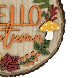 Hello Autumn Rustic Round Hanging Plaque 30 x 30cm - thumbnail 2