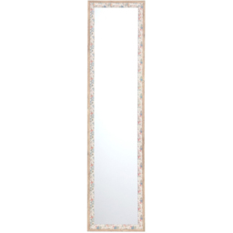 Floral Linen Wooden Dress Mirror Cream