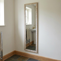 Floral Linen Wooden Dress Mirror Cream - thumbnail 4