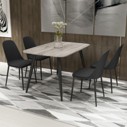 Core Products Aspen Grey Oak and Black 4 Seater Rectangle Dining Set