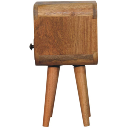Artisan Furniture Oak-ish Single Drawer Single Shelf Solid Wood Extra Mini Curved Bedside Table - thumbnail 4