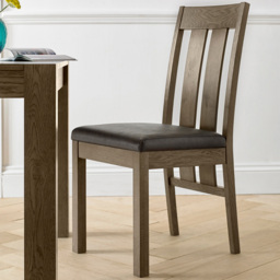 Bentley Designs Turin Dark Oak Old West Vintage Slatted Back Chair Set of 2 - thumbnail 1