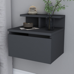 Decorotika Alice Anthracite Single Drawer Single Shelf Floating Bedside Table - thumbnail 1