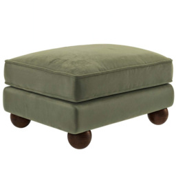 SOLACE+CO Addison Khaki Green Velvet Wooden Footstool - thumbnail 2
