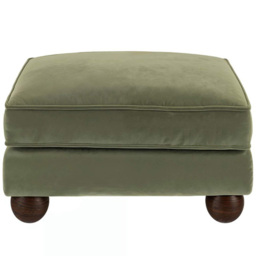 SOLACE+CO Addison Khaki Green Velvet Wooden Footstool - thumbnail 3